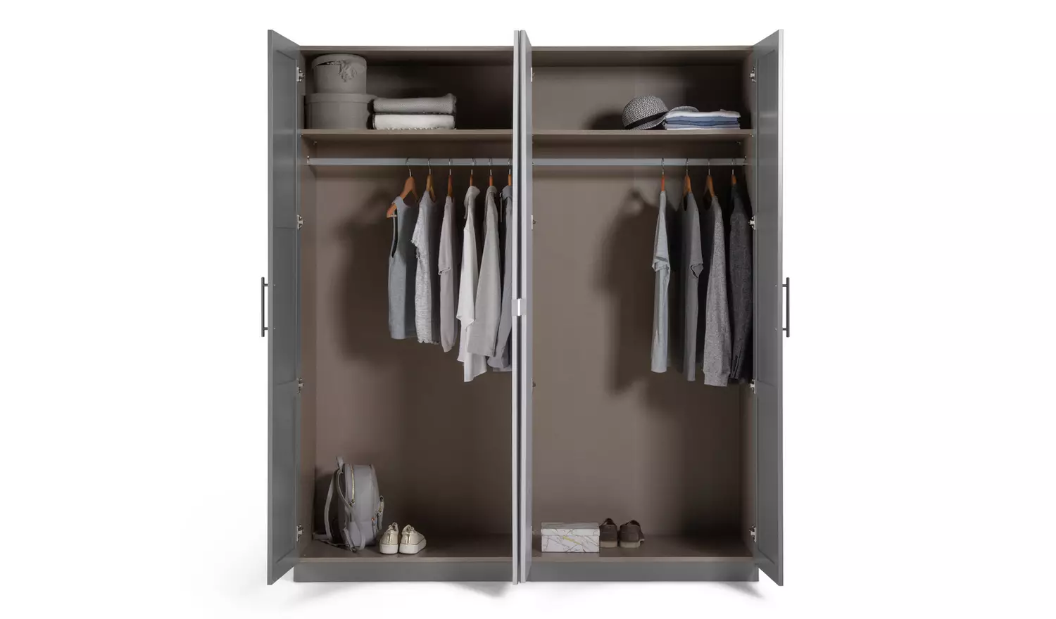 Habitat Munich Panelled 4 Door Mirror Wardrobe - Anthracite