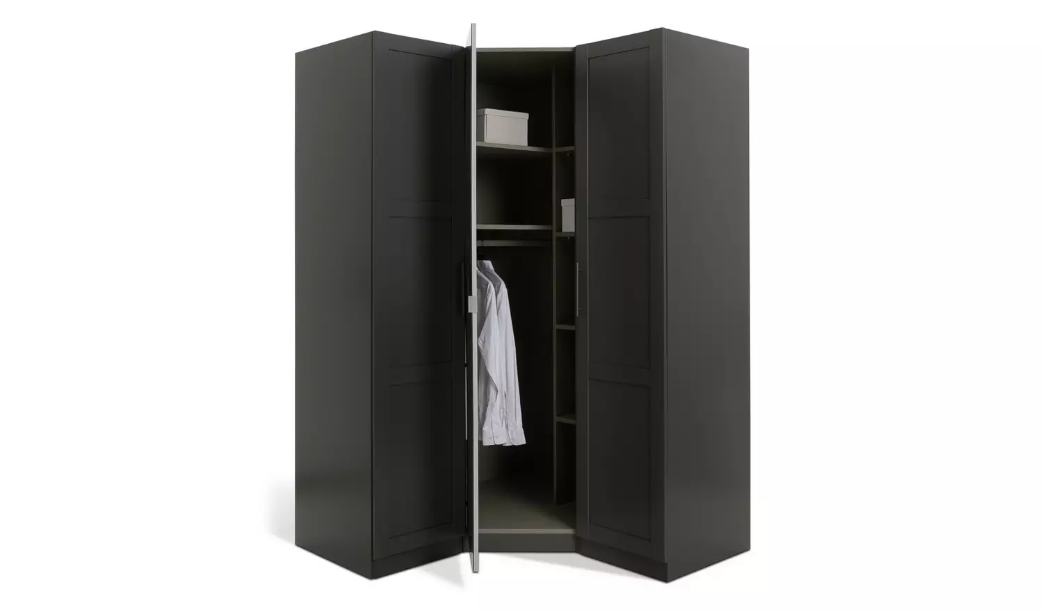 Habitat Munich Panelled Corner 3 Door Wardrobe - Anthracite
