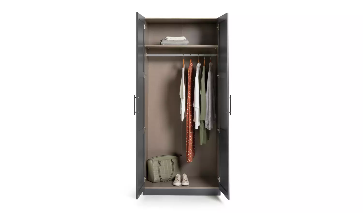 Habitat Munich Panelled 2 Door Wardrobe - Anthracite