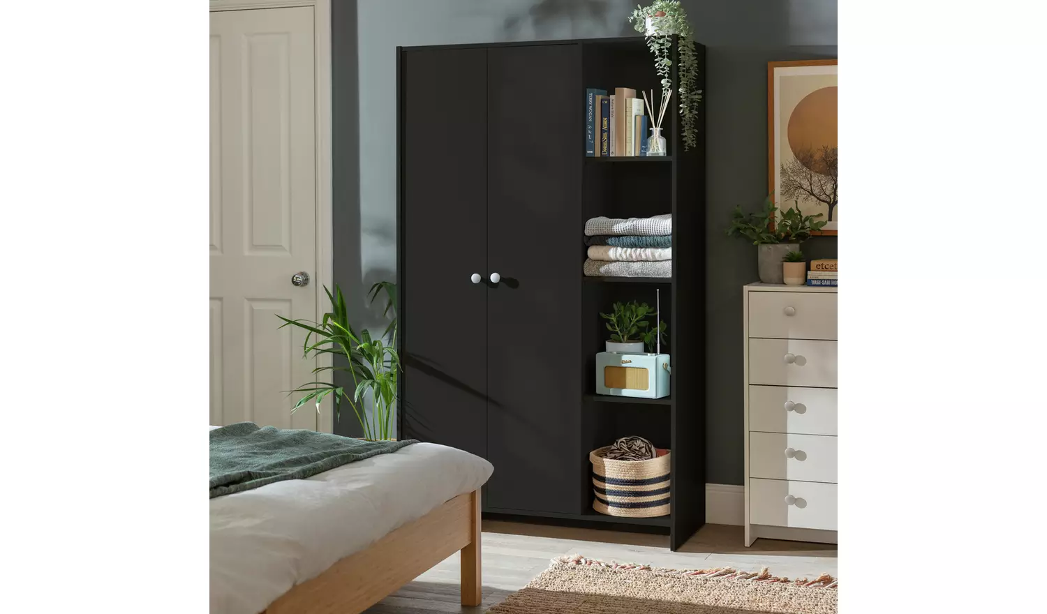 Argos Home Seville 2 Door Open Shelf Wardrobe - Anthracite