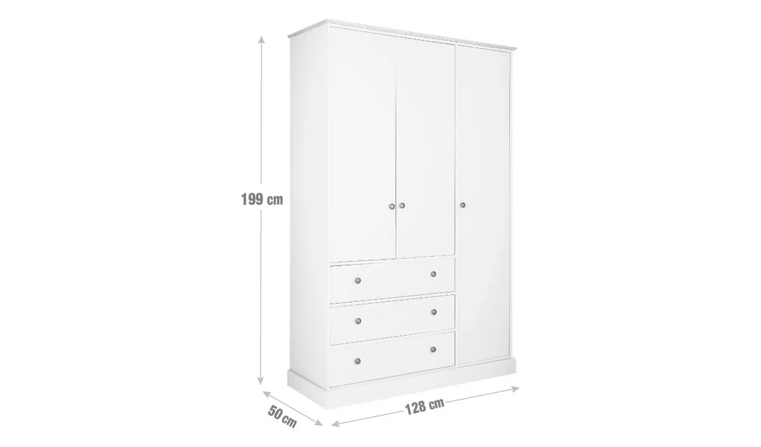 Argos Home Kensington 3Dr 3Drw Wardrobe - Soft Grey /Oak Eff