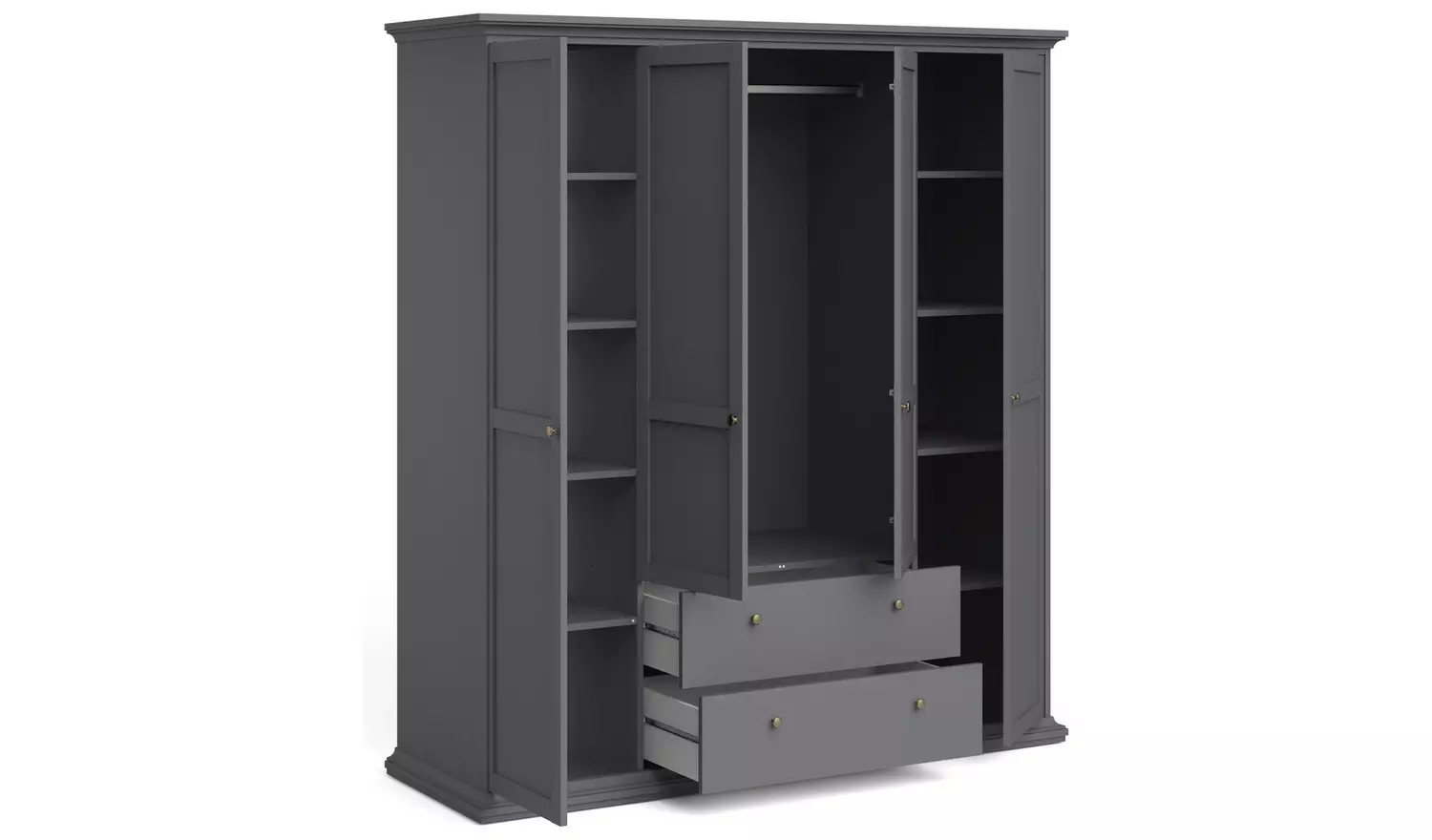 Tvilum Paris 4 Door 2 Drawer Wardrobe - Grey