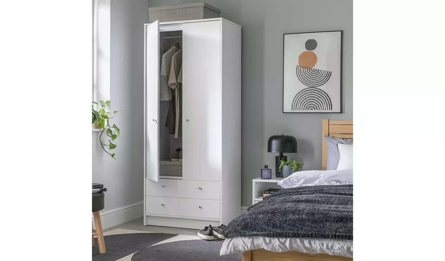 Argos Home Mailbu 2 Door 2 Drawer Wardrobe - White