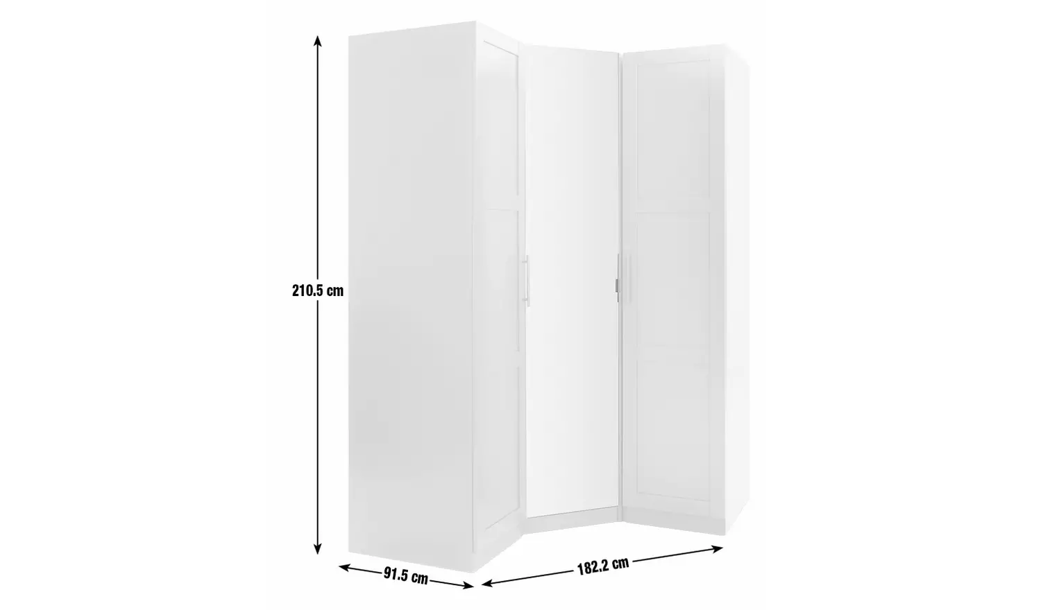 Habitat Munich Corner 3 Door Mirror Panellled Wardrobe-White