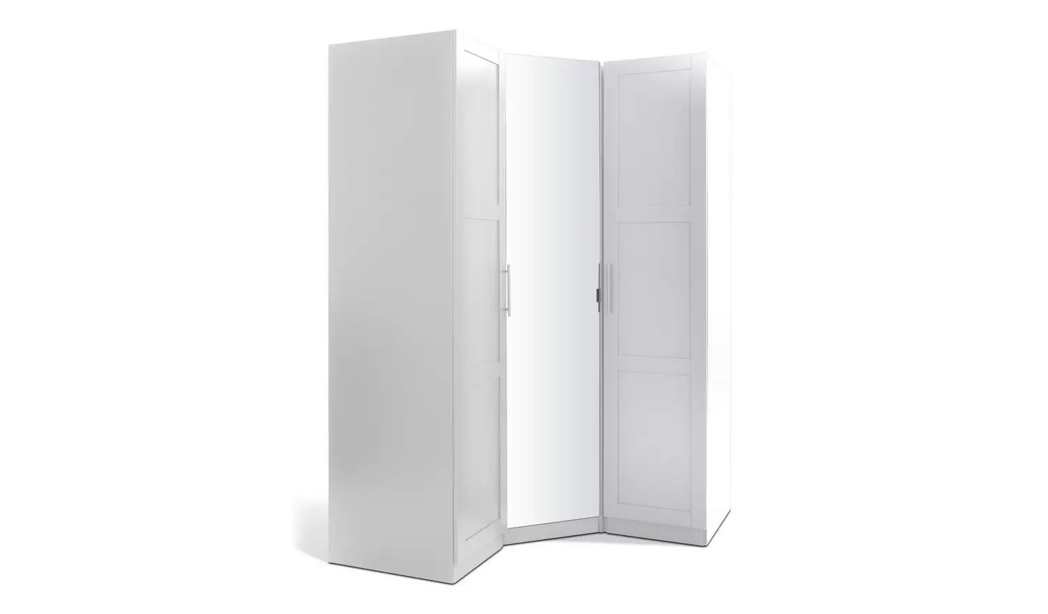 Habitat Munich Corner 3 Door Mirror Panellled Wardrobe-White