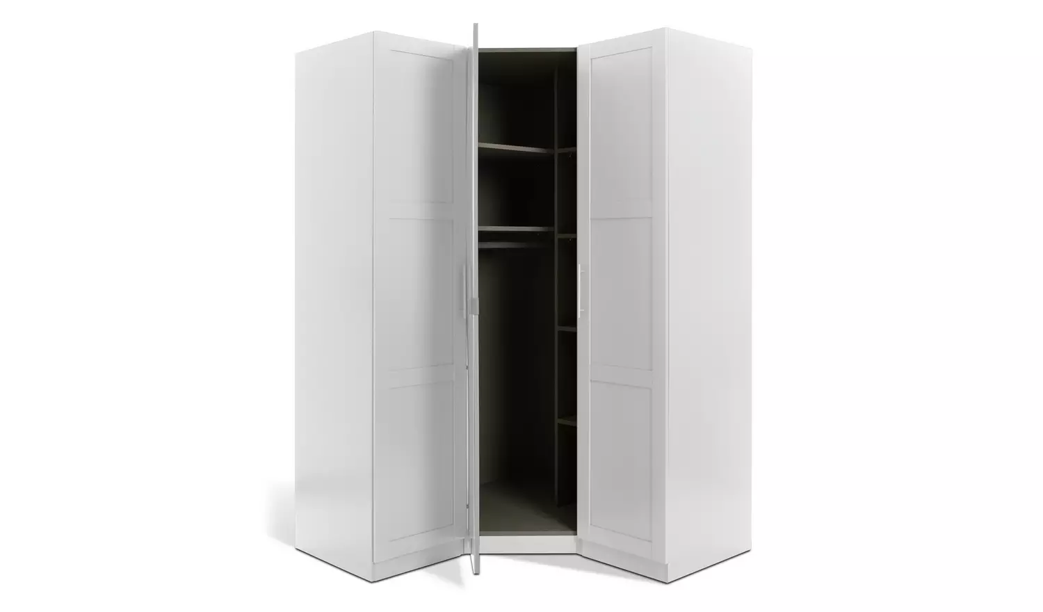 Habitat Munich Corner 3 Door Mirror Panellled Wardrobe-White