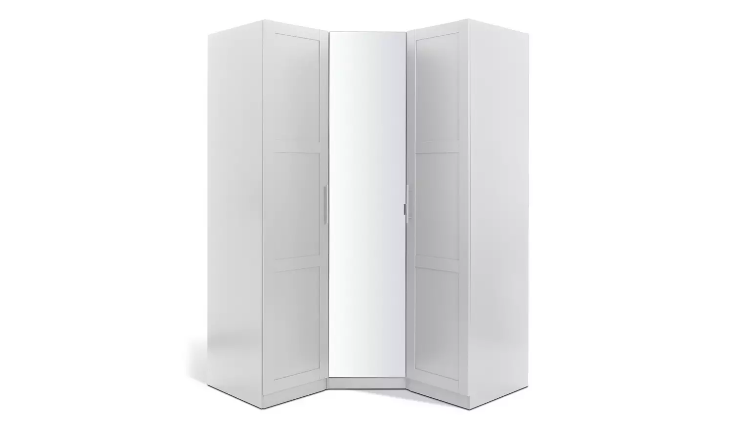 Habitat Munich Corner 3 Door Mirror Panellled Wardrobe-White
