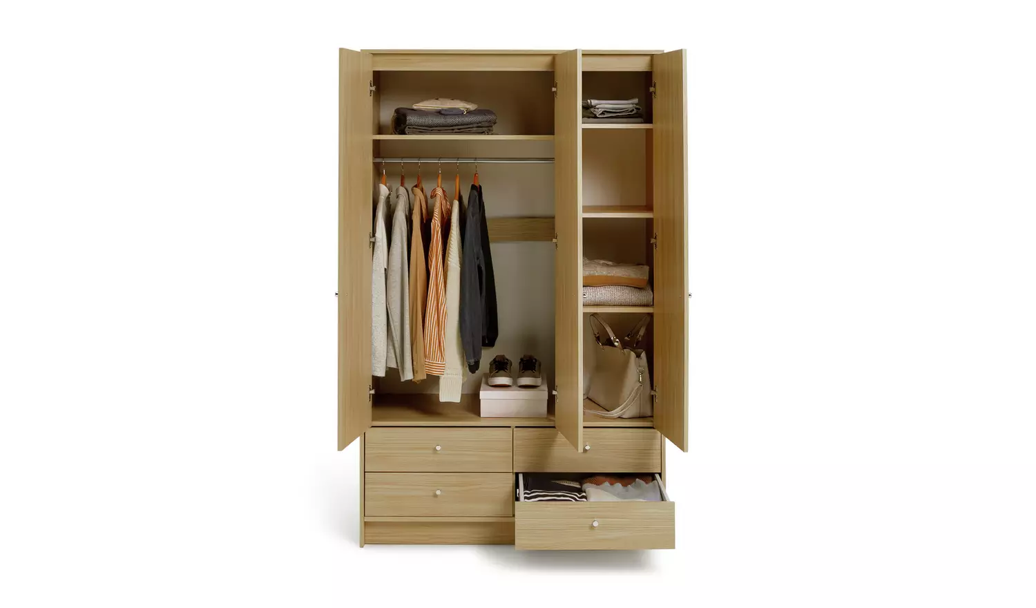 Argos Home Malibu 3 Door 4 Drawer Wardrobe - Beech Effect