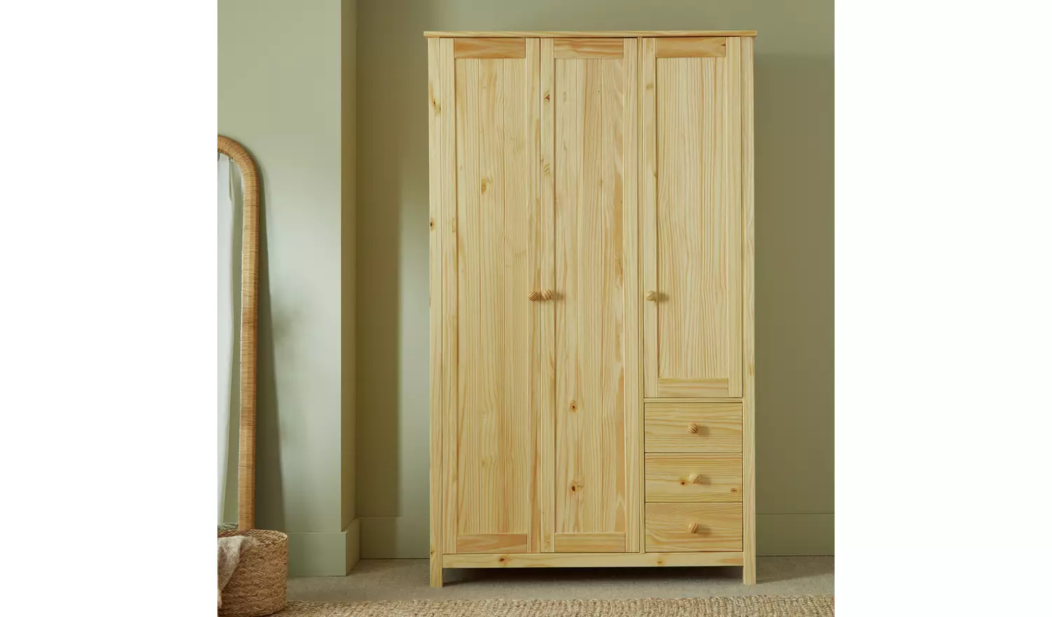 Argos Home New Scandinavia 3 Door 3 Drawer Wardrobe - Pine