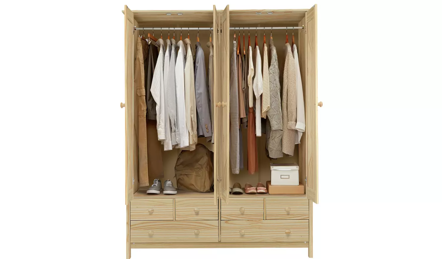 Argos Home New Scandinavia 4 Door 6 Drawer Wardrobe - Pine