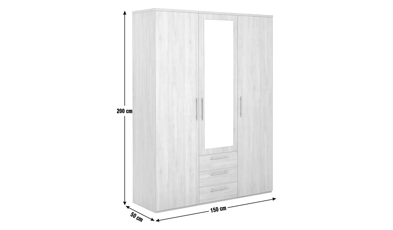 Argos Home Brisbane 3 Door 3 Drawer Wardrobe – GreyOak