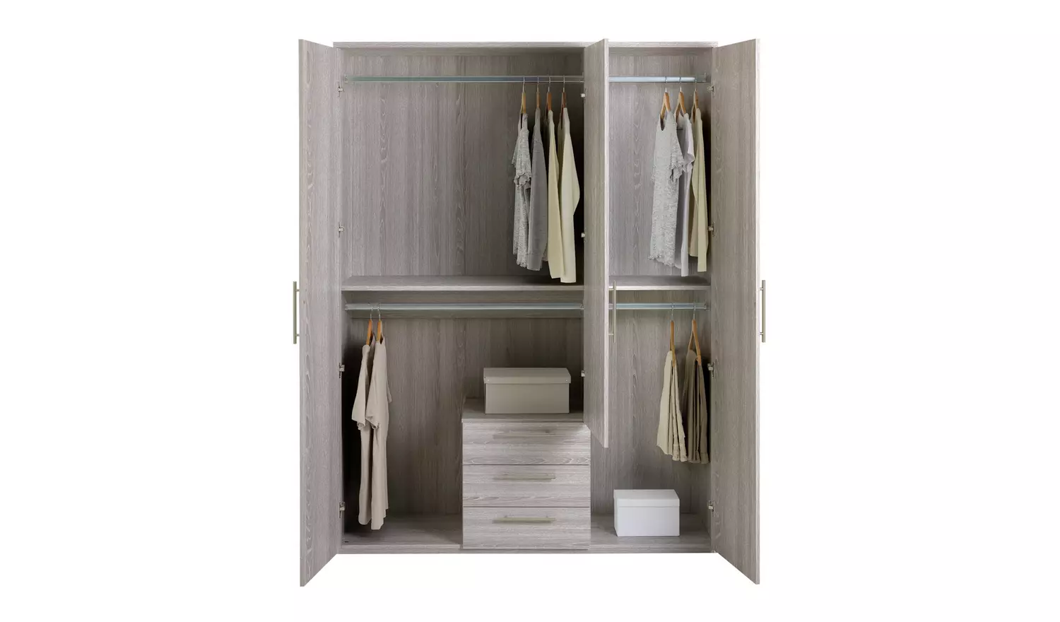 Argos Home Brisbane 3 Door 3 Drawer Wardrobe – GreyOak