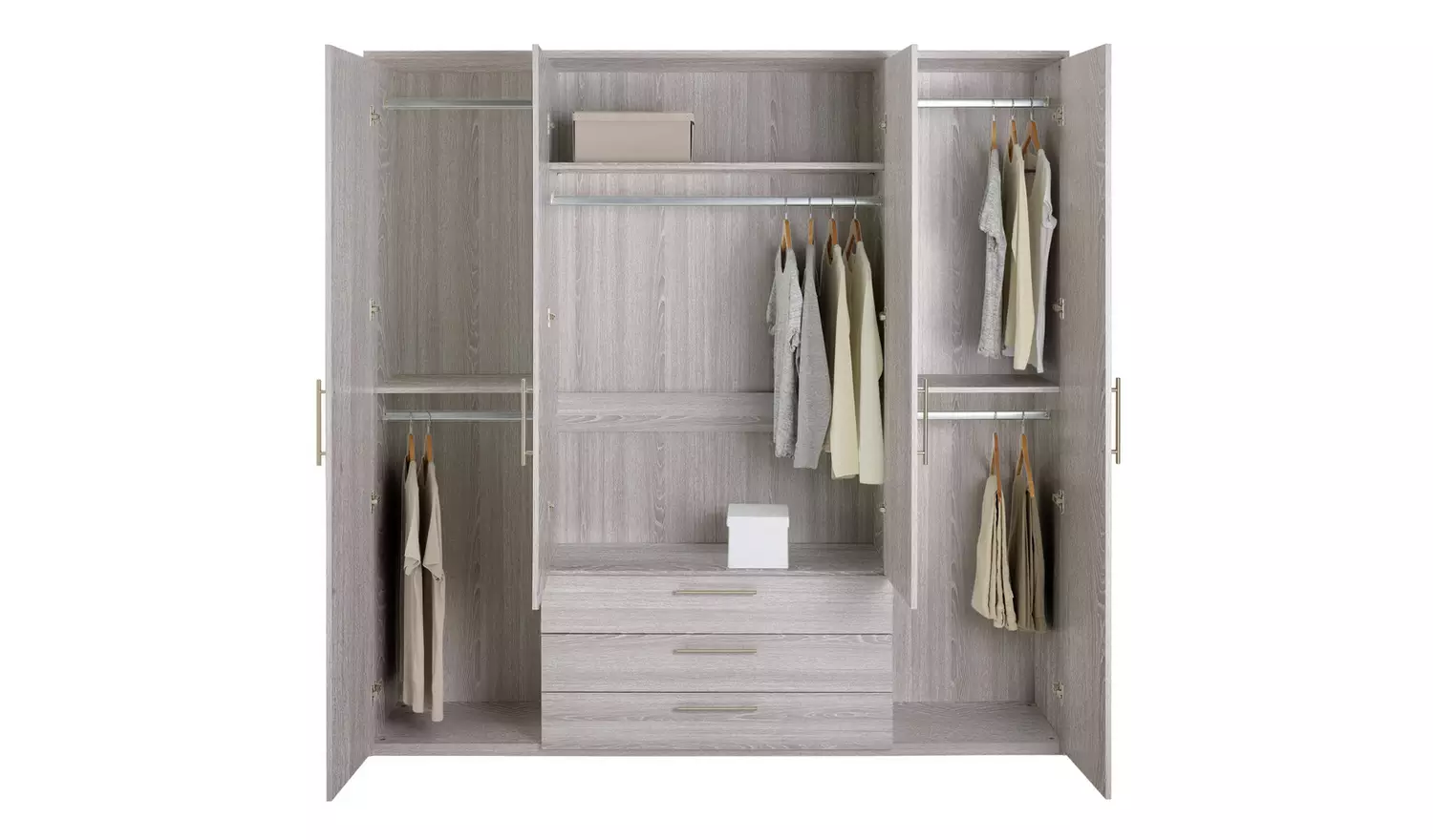 Argos Home Brisbane 4 Door 3 Drawers Wardrobe - Grey Oak