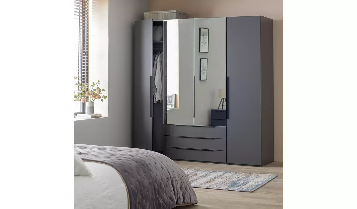 Argos Home Hallingford 4 Door 3 Drawer Wardrobe - Anthracite