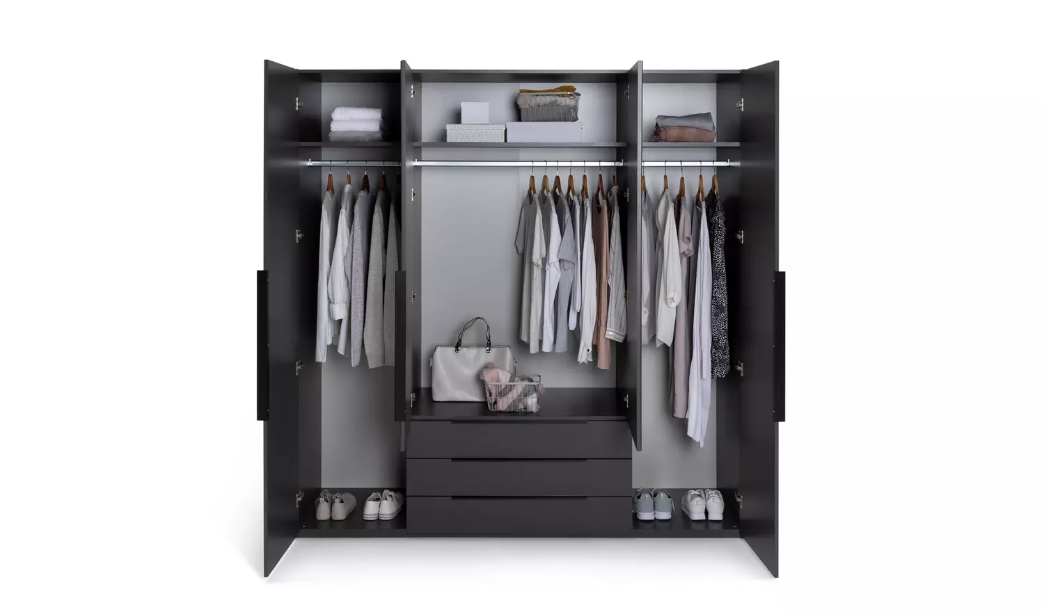 Argos Home Hallingford 4 Door 3 Drawer Wardrobe - Anthracite
