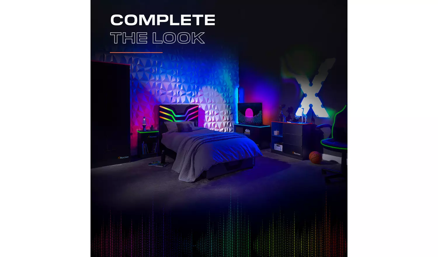 X Rocker Carbon Tek 2 Door Wardrobe - Grey And Blue