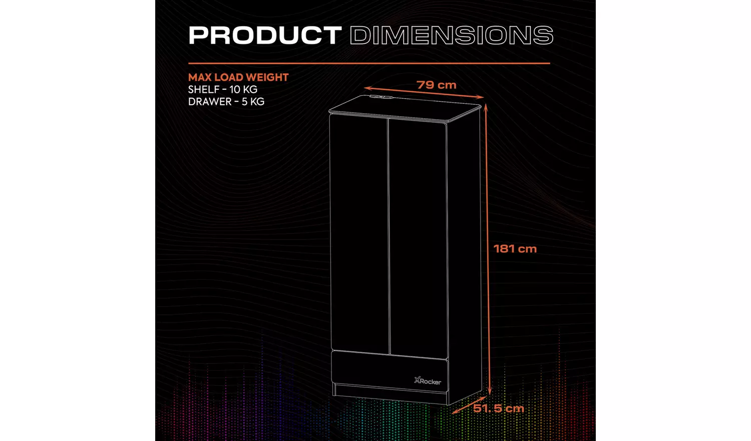 X Rocker Carbon Tek 2 Door Wardrobe - Grey And Blue