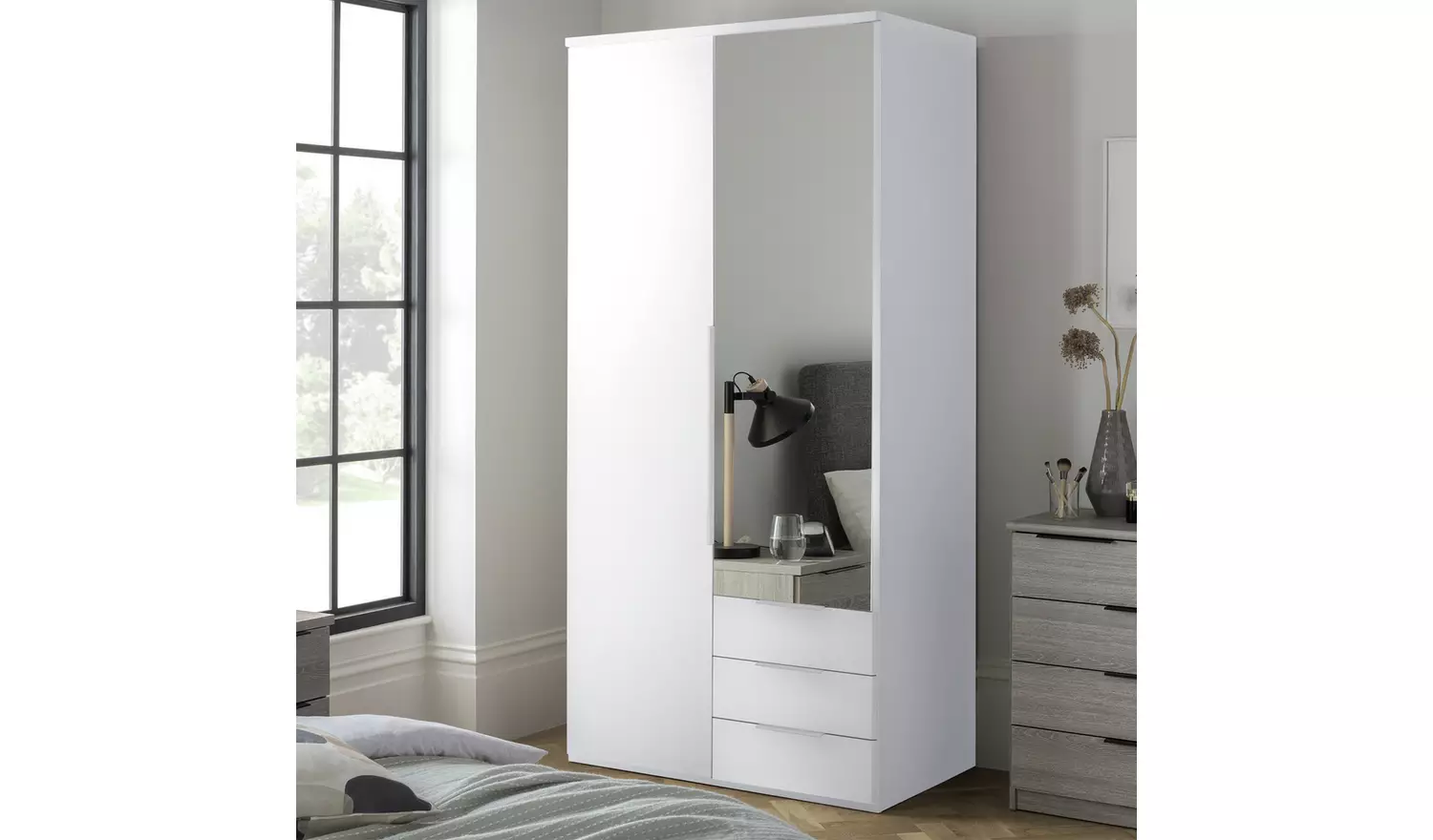 Argos Home Hallingford 2 Door 3 Drawer Wardrobe- White Gloss