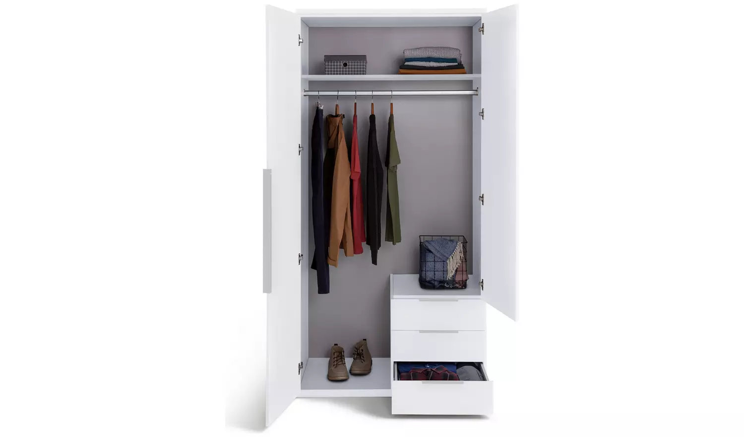 Argos Home Hallingford 2 Door 3 Drawer Wardrobe- White Gloss