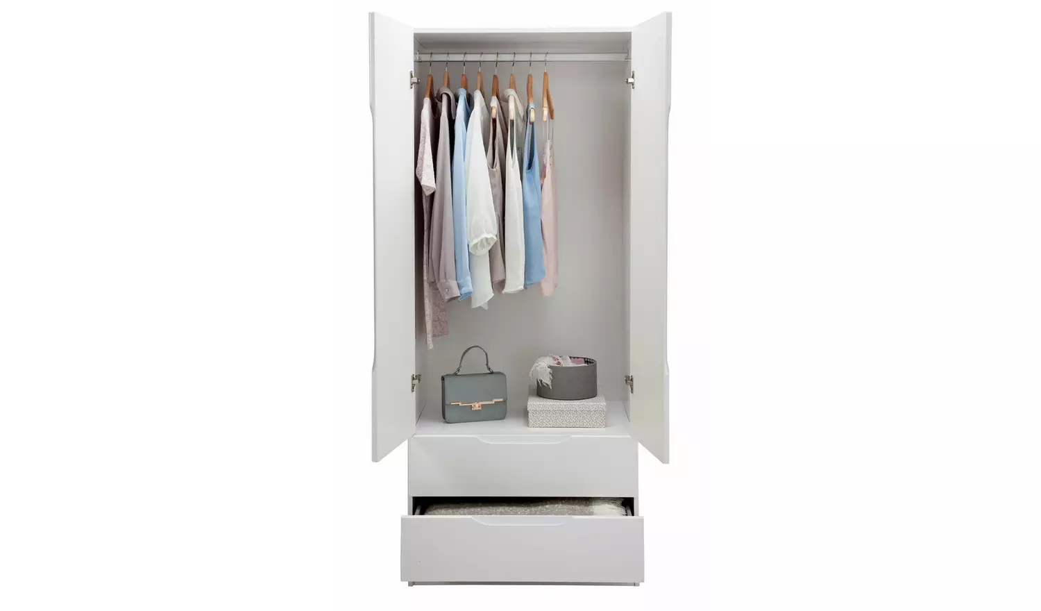Legato 2 Door 2 Drawer Wardrobe - White Gloss