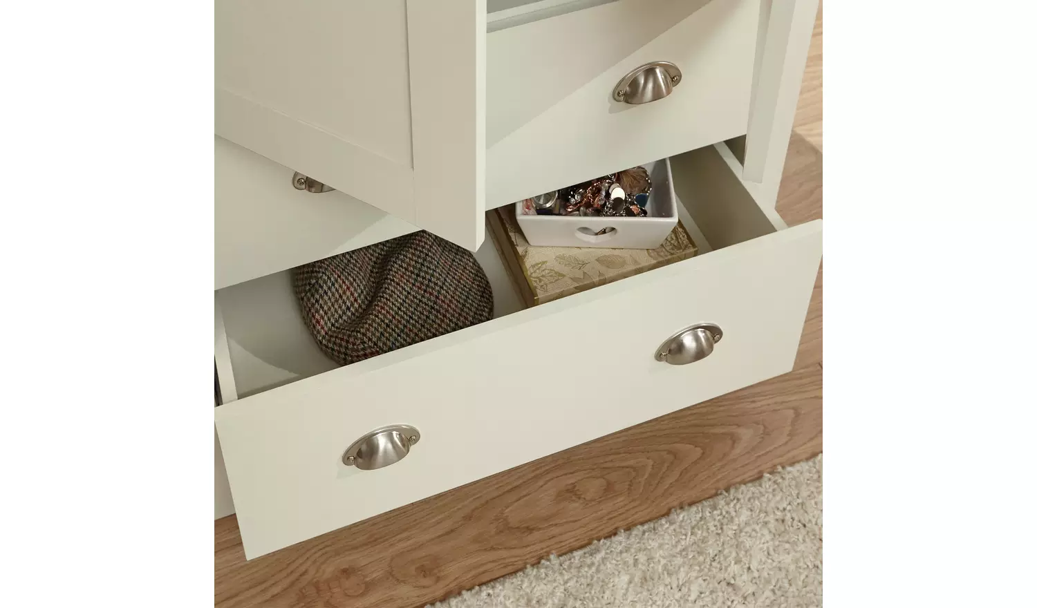 GFW Lancaster 2 Drawer 2 Door Wardrobe - Cream