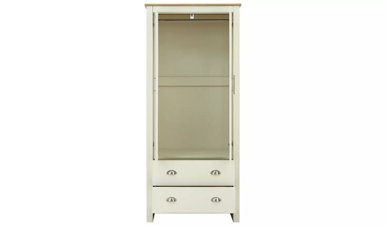 GFW Lancaster 2 Drawer 2 Door Wardrobe - Cream