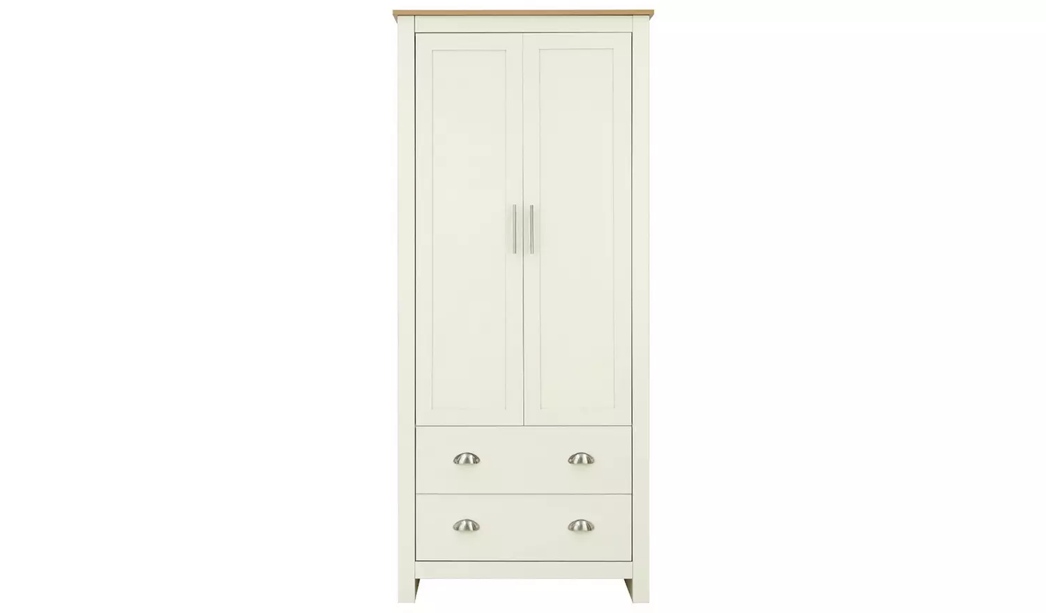 GFW Lancaster 2 Drawer 2 Door Wardrobe - Cream