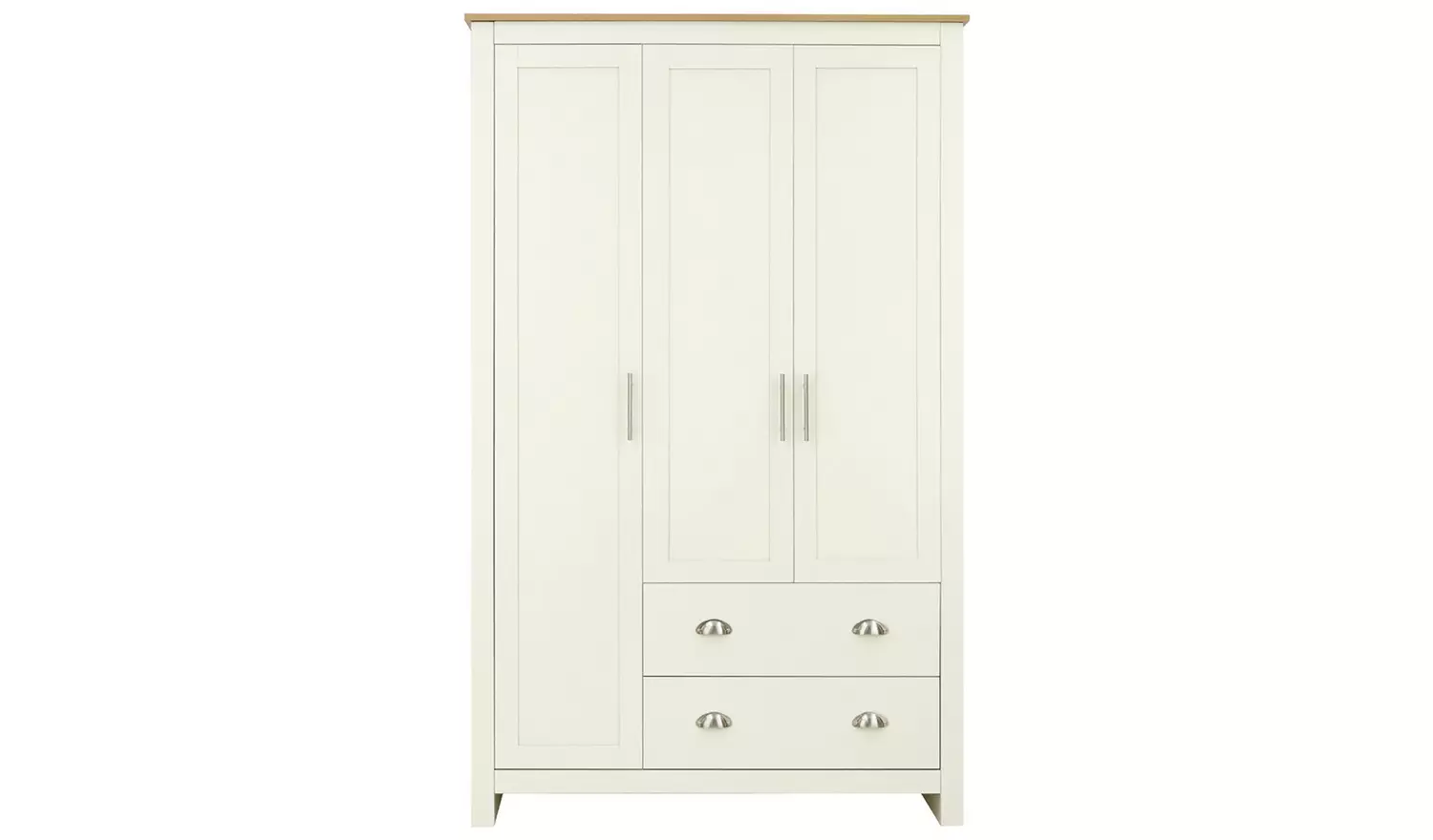 GFW Lancaster 2 Drawer 3 Door Wardrobe - Cream