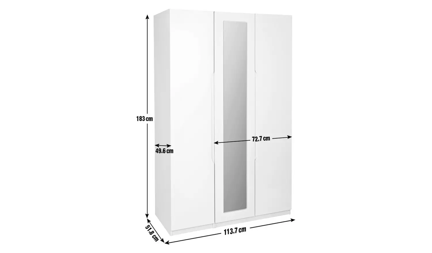 Legato 3 Door Wardrobe - White Gloss