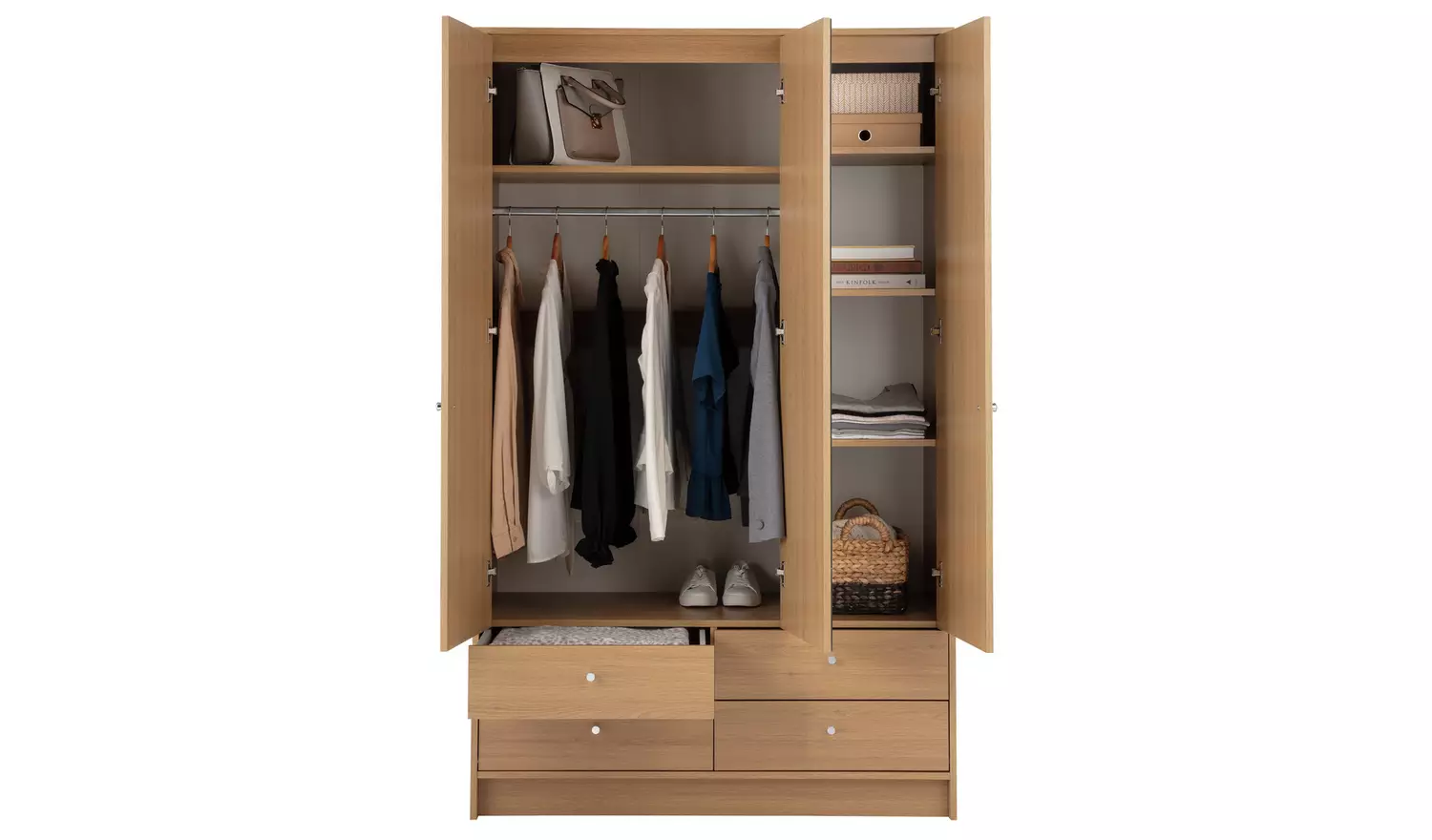 Argos Home Malibu 3 Dr 4 Drawer Mirror Wardrobe - Oak Effect