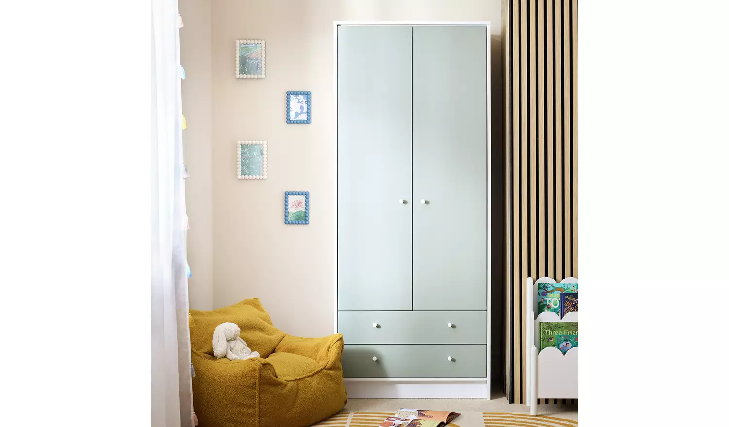 Argos Home Malibu 2 Door 2 Drawer Wardrobe - Green and White