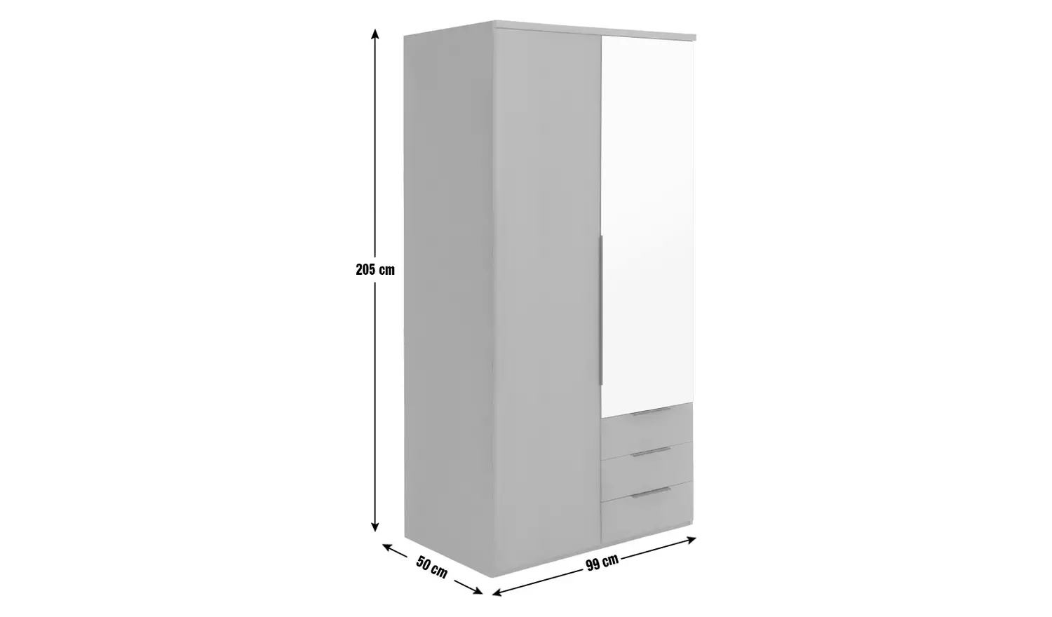 Argos Home Hallingford 2 Door 3 Drawer Wardrobe - Anthracite