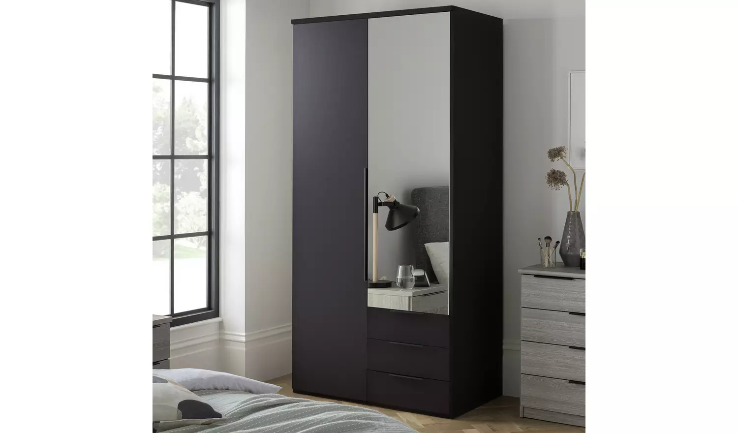 Argos Home Hallingford 2 Door 3 Drawer Wardrobe - Anthracite
