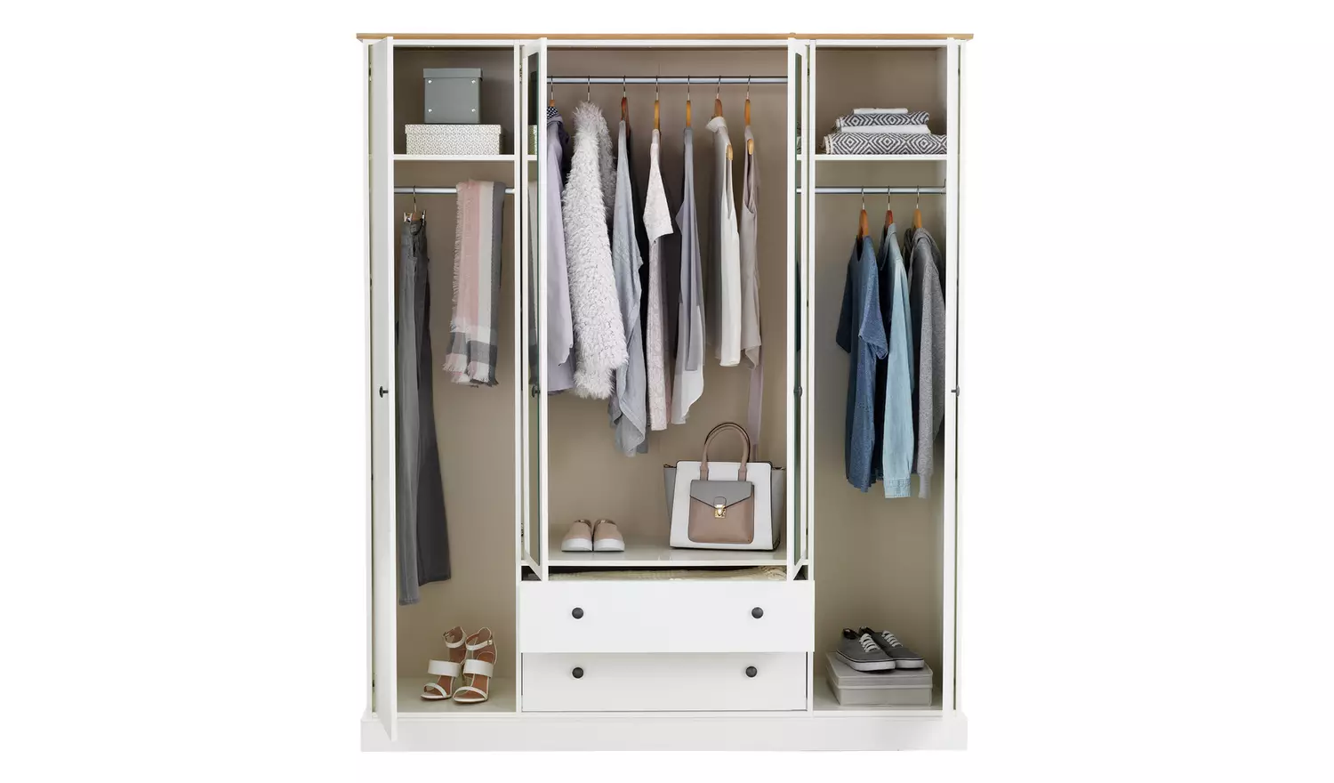 Argos Home Kensington 4 Door 2 Drawer Wardrobe - Soft Grey