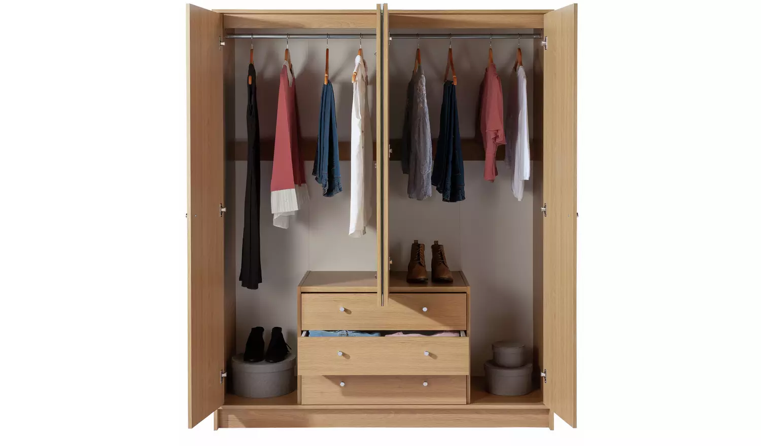 Argos Home Malibu 4 Dr 3 Drawer Mirror Wardrobe - Oak Effect