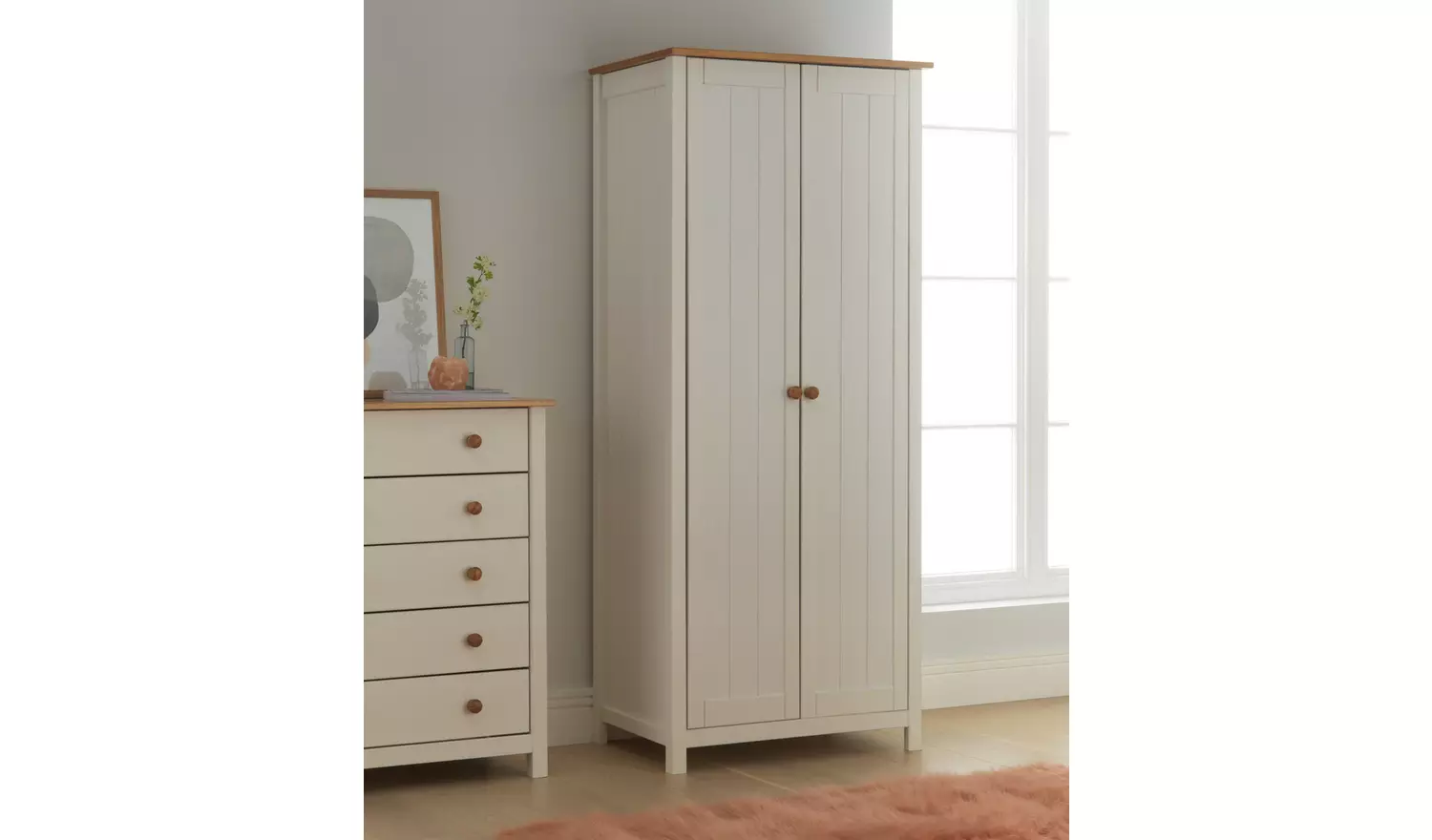 Argos Home Scandinavia 2 Door Wardrobe - Pine & White