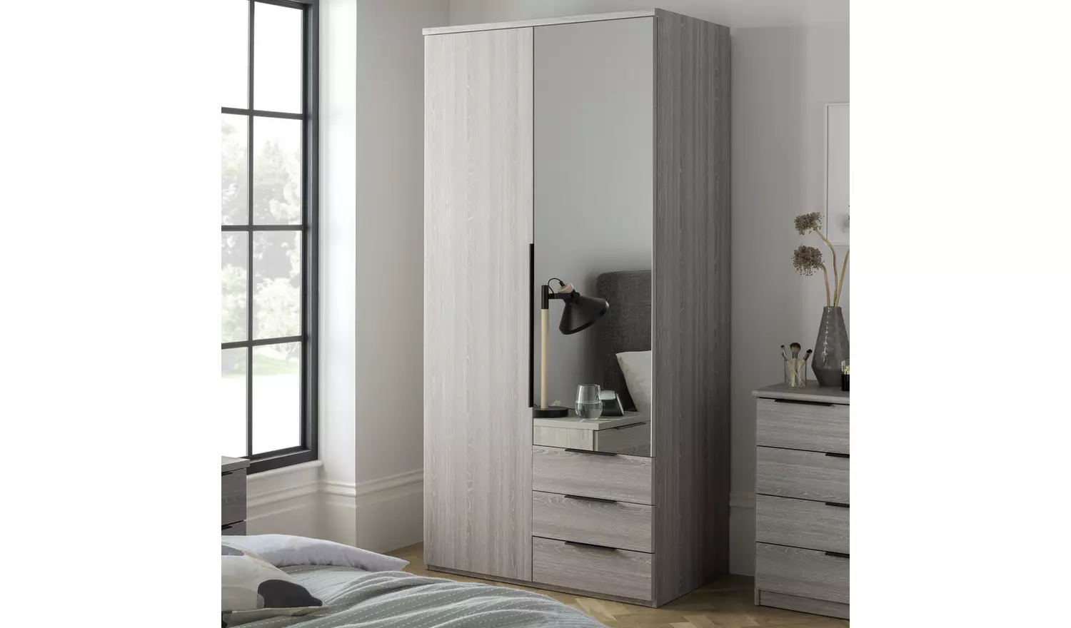 Argos Home Hallingford 2 Door 3 Drawer Wardrobe - Grey Oak