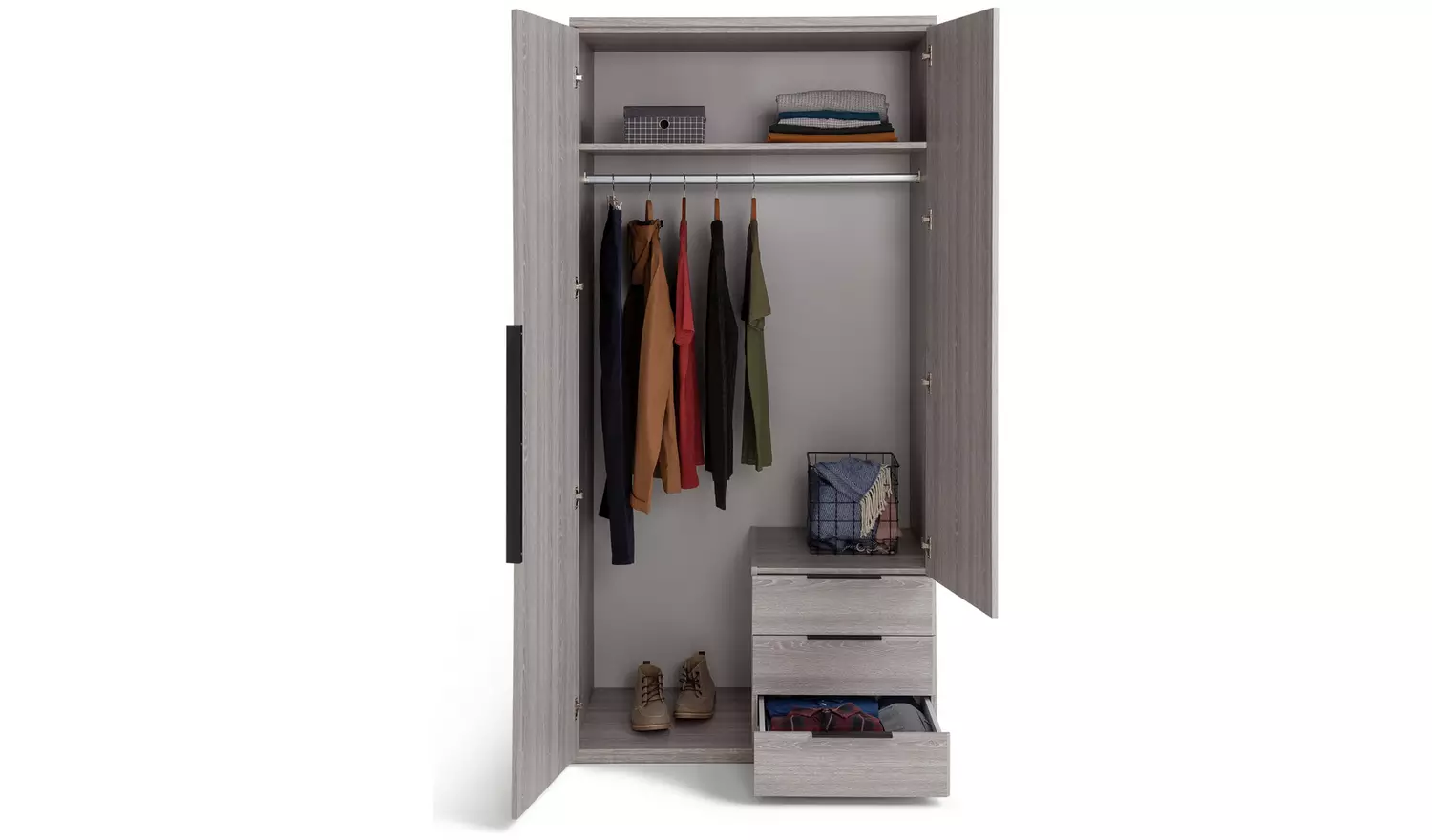 Argos Home Hallingford 2 Door 3 Drawer Wardrobe - Grey Oak