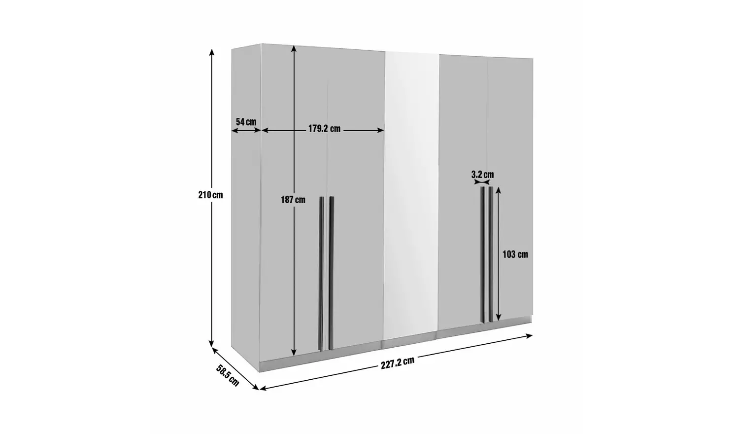 Habitat Munich 5 Door Mirror Wardrobe - Anthracite