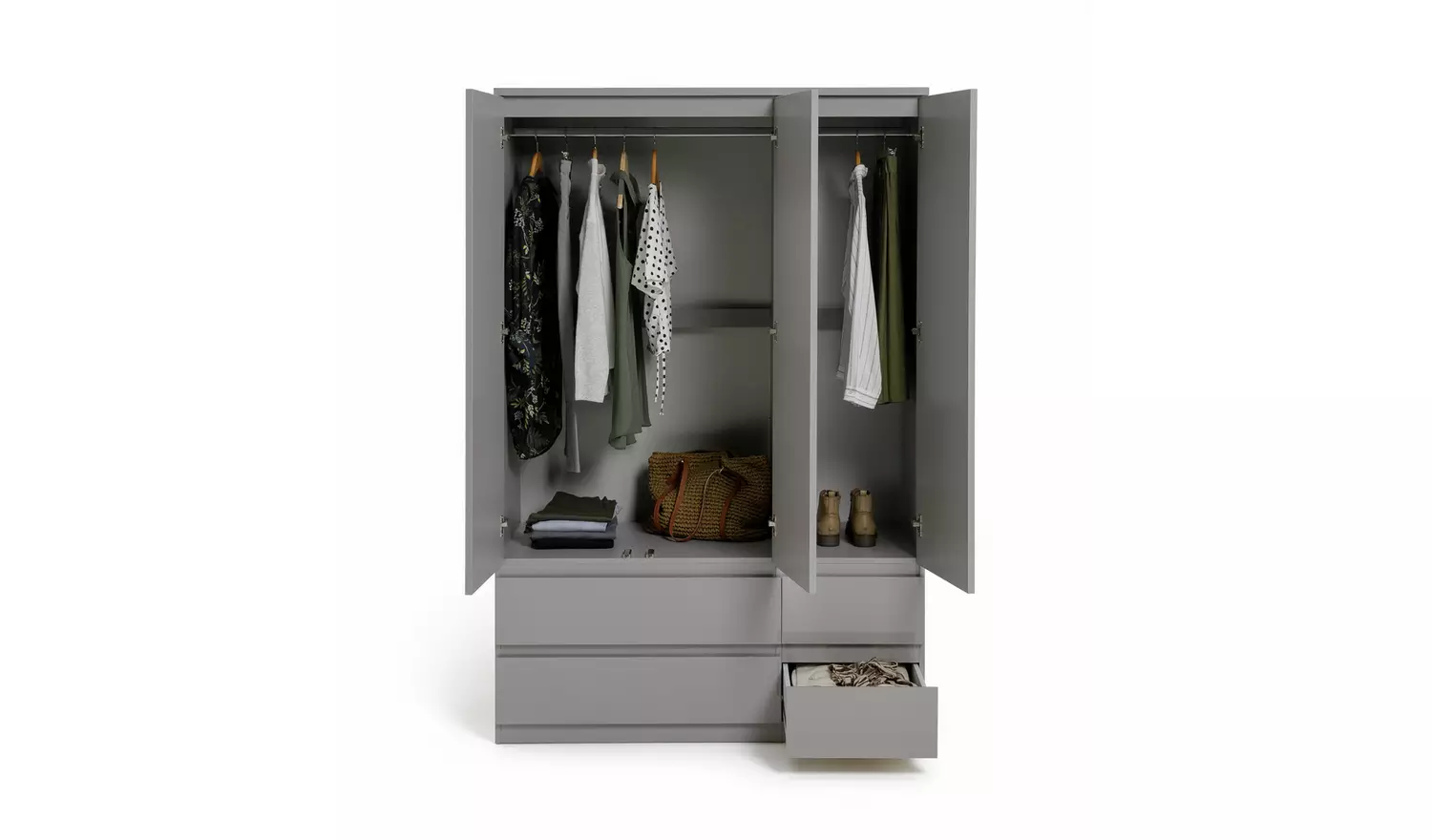 Argos Home Jenson 3 Door 4 Drawer Wardrobe - Grey Gloss