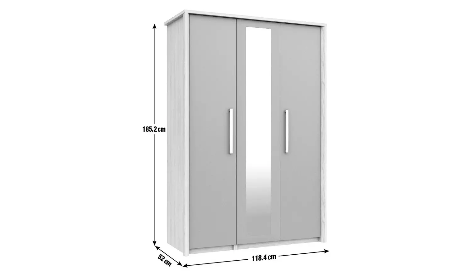 Grasmere 3 Door Mirror Wardrobe - Dark Grey
