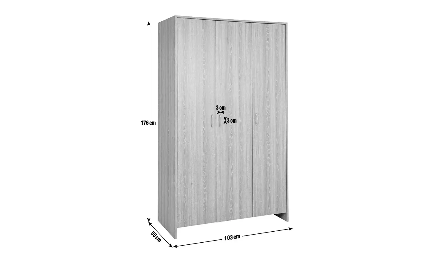 Argos Home Seville 3 Door Wardrobe - Grey Oak Effect