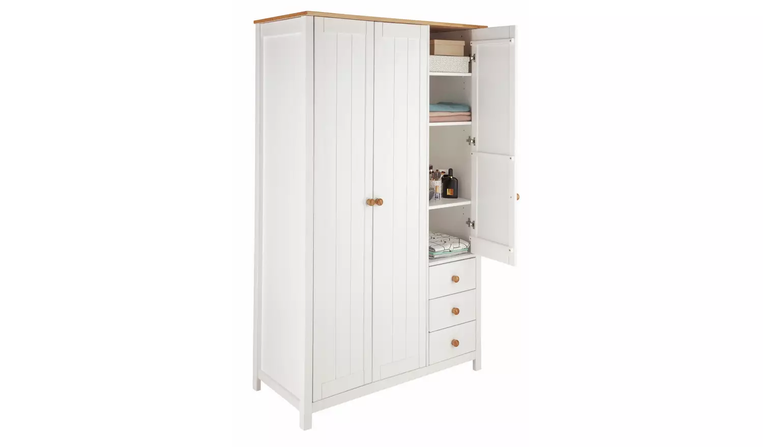 Argos Home Scandinavia 3 Door 3 Drawer Wardrobe -Pine &White