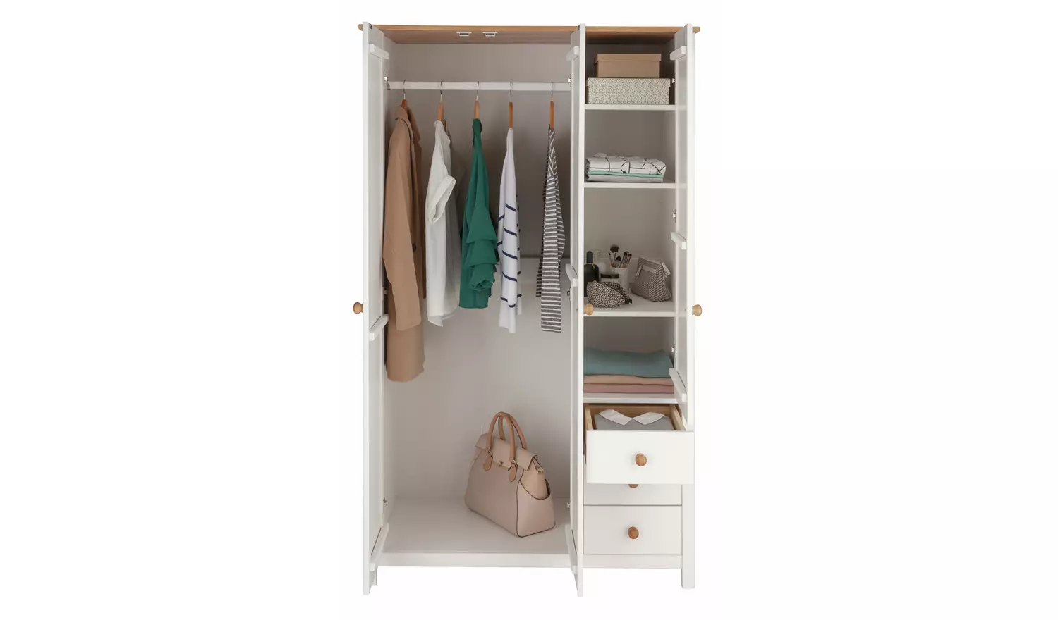 Argos Home Scandinavia 3 Door 3 Drawer Wardrobe -Pine &White