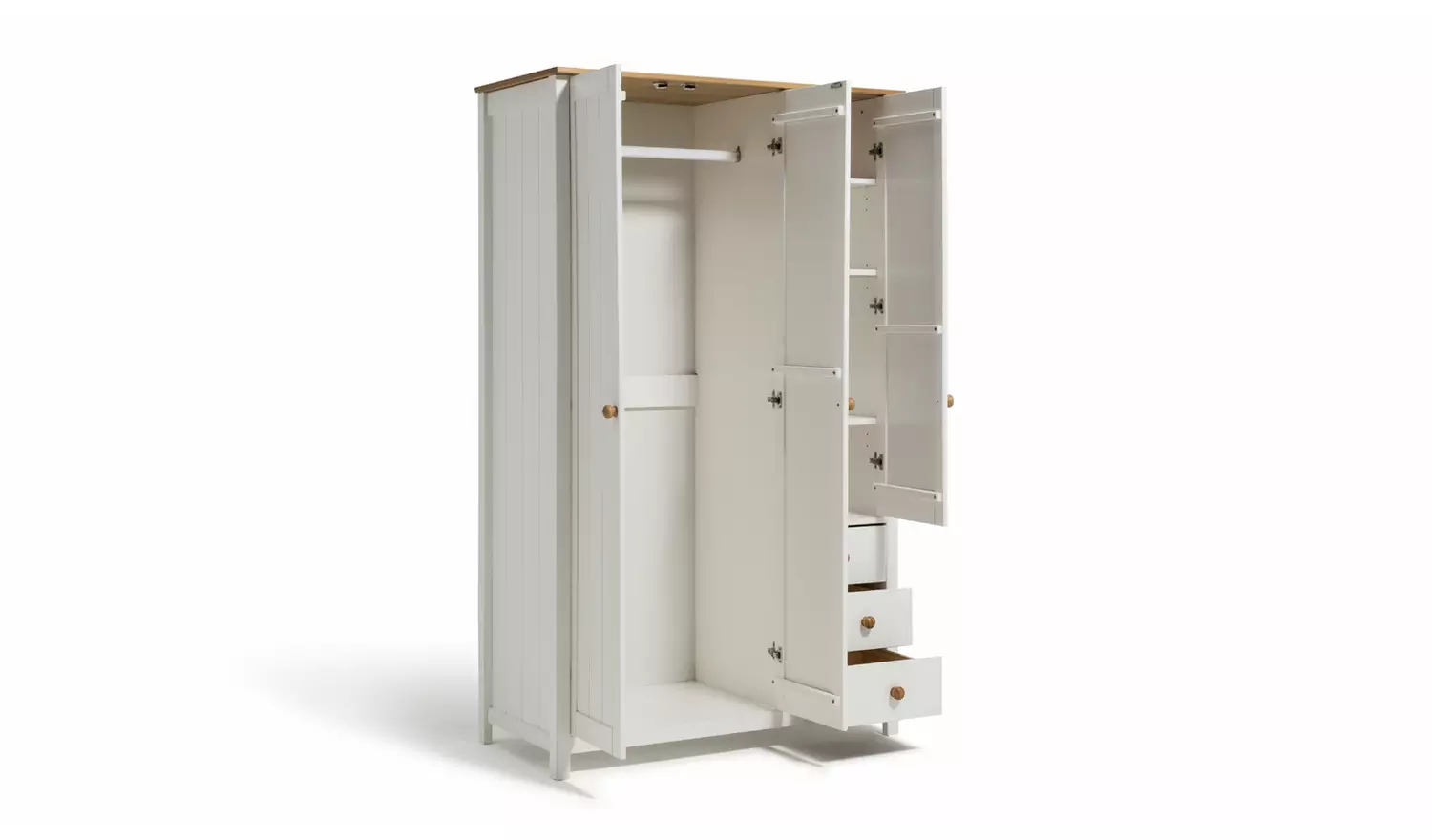 Argos Home Scandinavia 3 Door 3 Drawer Wardrobe -Pine &White