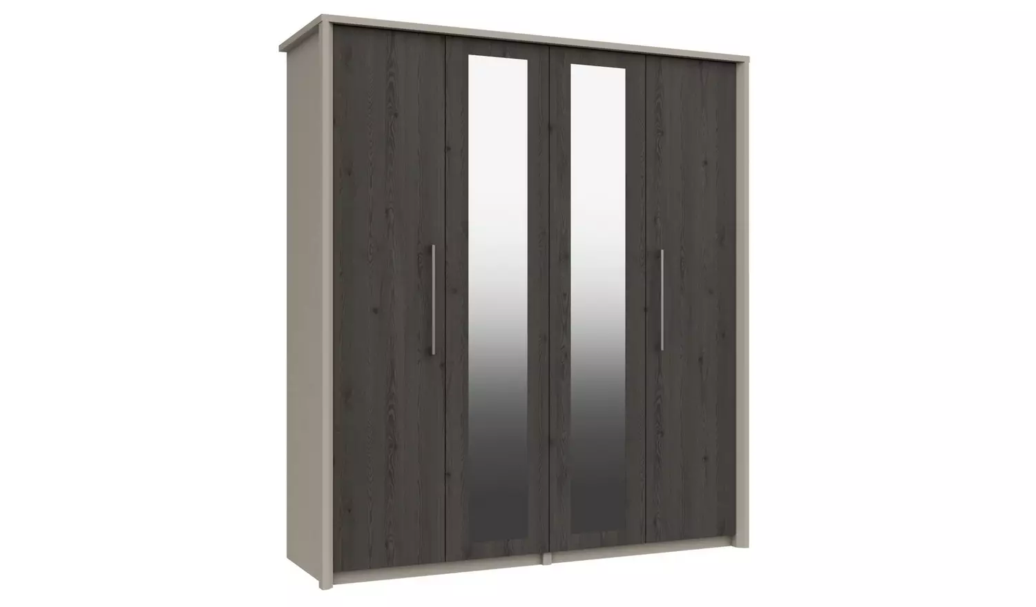 Lancaster 4 Door 2 Mirror Wardrobe - Dark Grey