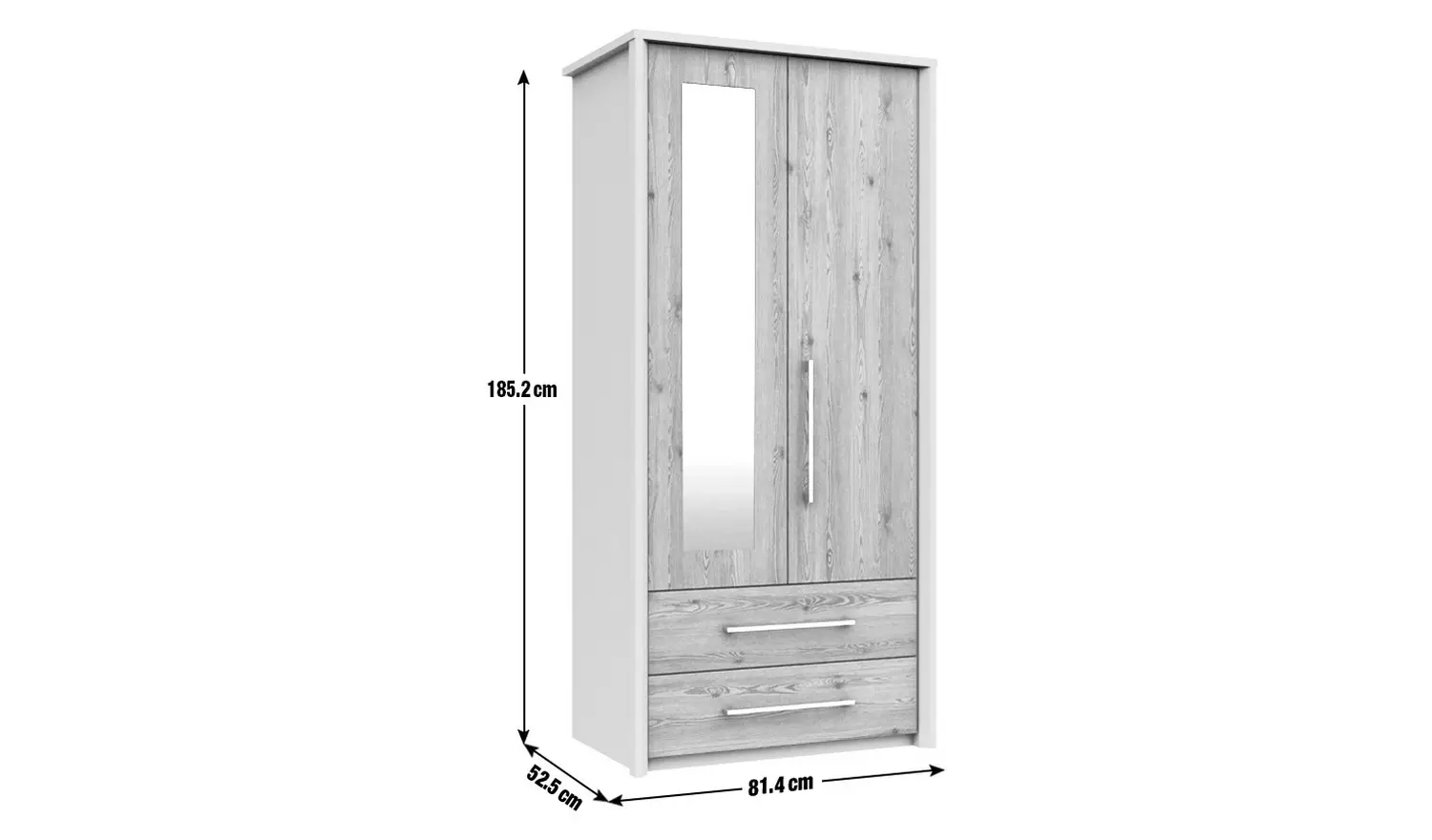 Lancaster 2 Door 2 Drawer Mirror Wardrobe - Dark Grey