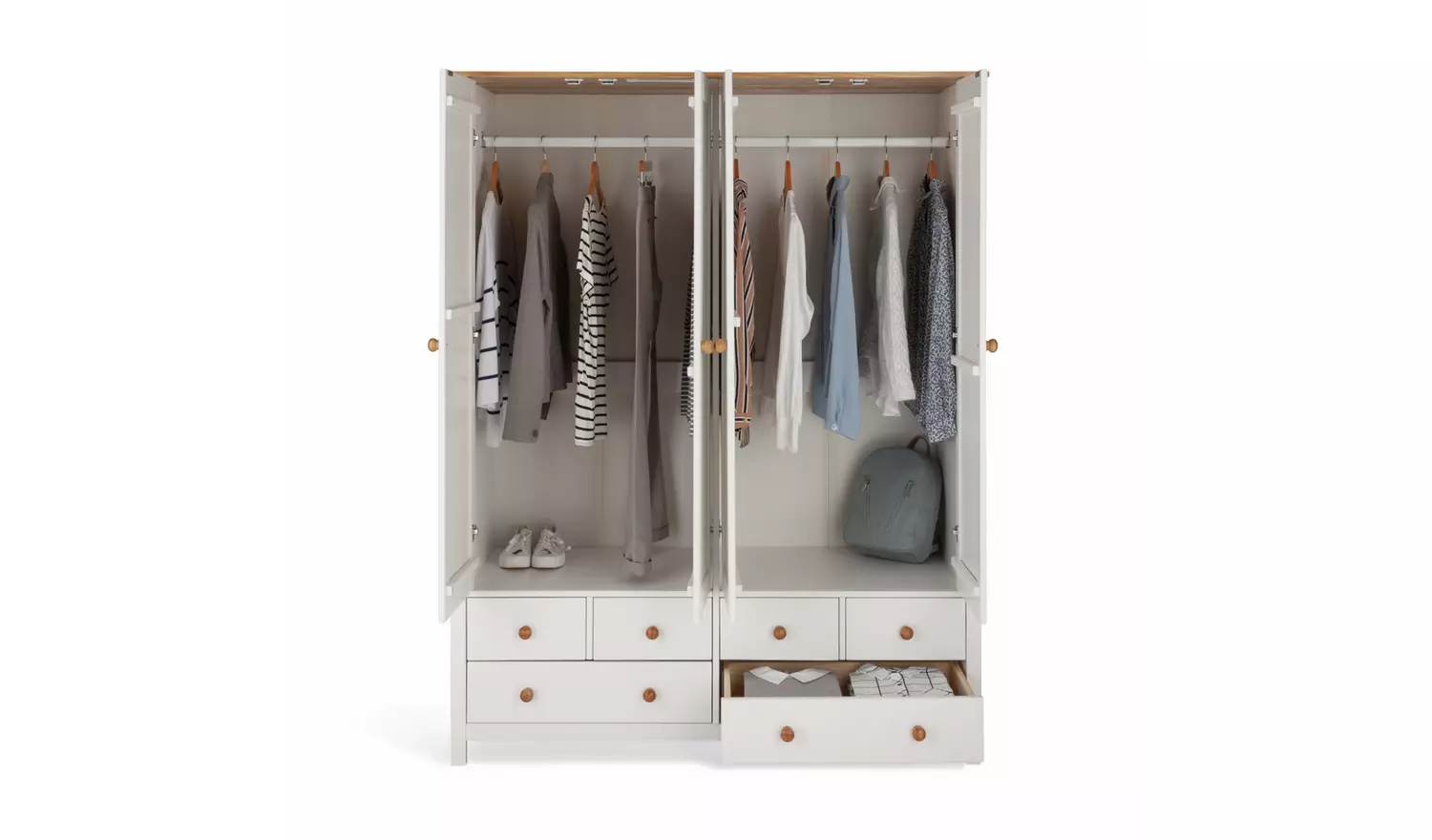 Argos Home Scandinavia 4 Door 6 Drawer Wardrobe -Pine &White