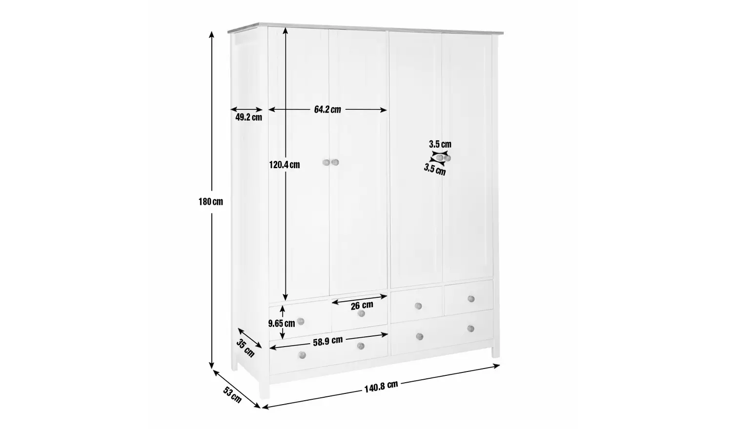 Argos Home Scandinavia 4 Door 6 Drawer Wardrobe -Pine &White
