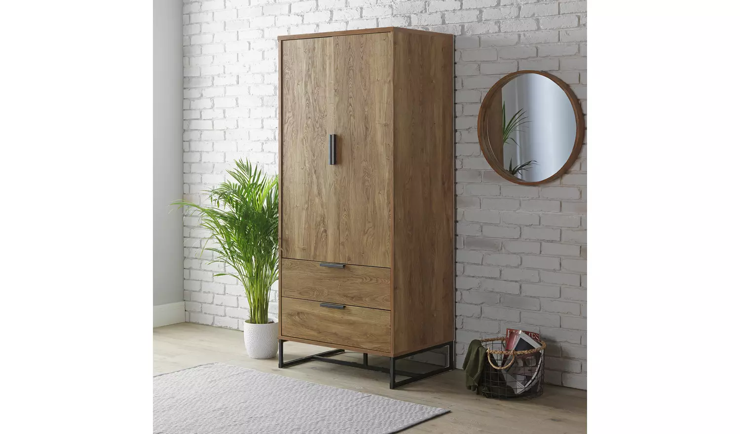 Habitat Nomad 2 Door 2 Drawer Wardrobe - Oak Effect